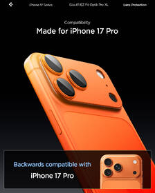 Ochranné sklo šošovky fotoaparátu Spigen tR EZ Fit Optik Pro XL na Apple iPhone 17 Pro oranžové

 obrázok produktu 11 z 15