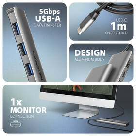 USB Hub Axagon HMC-5H USB-C 5Gbps 5in1 hub strieborný

 obrázok produktu 2 z 3