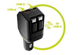 Adaptér do auta Mobile Origin CA22 90W, USB-C + USB-A, 2x USB-C kábel čierny

 obrázok produktu 10 z 13