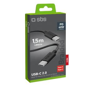 Kábel SBS USB-C/USB-C, PD, 60 W, 1,5 m čierny

 obrázok produktu 9 z 9