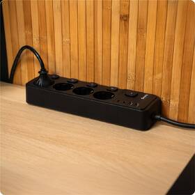 Kábel predlžovací Huslog 15W 4xzásuvka, 2xUSB-C, 2xUSB, 5x vypínač čierny

 obrázok produktu 6 z 10