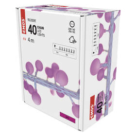 Vianočné osvetlenie EMOS 40 LED cherry reťaz - guličky 2,5 cm, 4 m, vonkajšie aj vnútorné, ružová, časovač 

 obrázok produktu 8 z 8