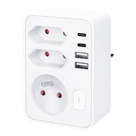 Rozbočovacia zásuvka Solight 1x 16A + 2x 2,5A, 2xUSB A+C rýchlonabíjačka 20W PD, vypínač biela

 obrázok produktu 1 z 3