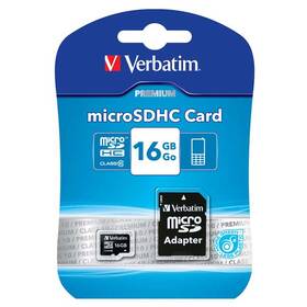 Pamäťová karta Verbatim micro SDHC 16GB Class 10 (80R/10W) + adapter 

 obrázok produktu 2 z 2