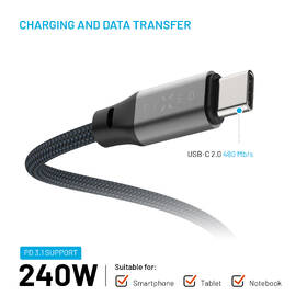 Kábel FIXED magnetický USB-C/USB-C, PD, 240W, 2m sivý

 obrázok produktu 5 z 10