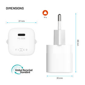 Nabíjačka do siete FIXED Mini GaN, PD 30W, 1xUSB-C + USB-C/USB-C kabel, 1,2m biela

 obrázok produktu 9 z 10