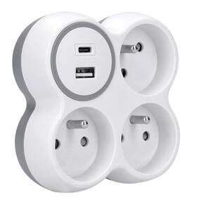 Rozbočovacia zásuvka Solight 3x zásuvka, USB A + C, 20W PD, max. 3500W sivý/biely

 obrázok produktu 1 z 4
