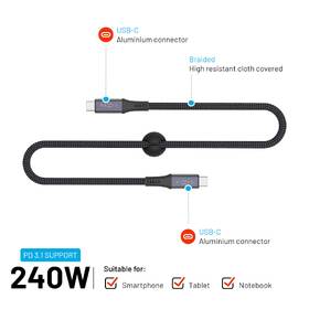 Kábel FIXED USB-C/USB-C, PD 3.1, 240W, 2 m sivý

 obrázok produktu 5 z 10