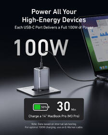 Nabíjačka do siete Anker Prime Charger 100W GaN, 2xUSB-C, 1xUSB-A strieborná

 obrázok produktu 2 z 5