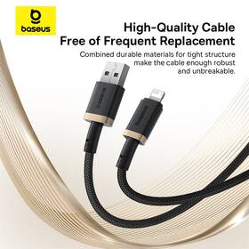 Kábel Baseus Dura USB/Lightning, 2.4A, 1m čierny/zlatý

 obrázok produktu 10 z 16