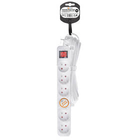 Kábel predlžovací Solight 6 zásuvky, vypínač, 3 x 1.5mm2, 3 m biely

 obrázok produktu 3 z 3
