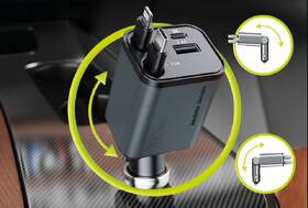 Adaptér do auta Mobile Origin 4in1 50W CA28 - USB-C + USB-A, USB-C, Lightning kábel sivý

 obrázok produktu 6 z 10