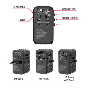 Cestovný adaptér Verbatim UTA-06 GaN III, 2x USB-C PD 100W & QC 4+, 2x USB-A QC 3.0 čierny

 obrázok produktu 10 z 11