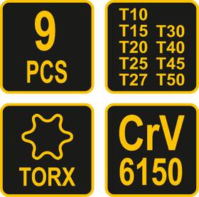 Sada kľúčov VOREL TORX "T" (9 ks) 

 obrázok produktu 3 z 4