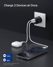 Nabíjačka do siete Spigen Essential 35W 1xUSB-C/1xUSB-A čierna

 obrázok produktu 4 z 8