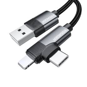Kábel Essager William USB-A / USB-C - Lightning, 3A, 2m čierny

 obrázok produktu 1 z 2