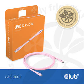 Kábel Club3D USB-C 4.0, 20Gbps, 4K60Hz, PD 240W, 2m ružový

 obrázok produktu 2 z 3