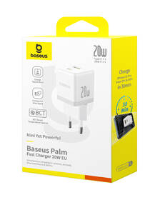 Nabíjačka do siete Baseus Palm 20W 1xUSB-A 1xUSB-C PD QC 3.0 biela

 obrázok produktu 12 z 13
