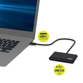 USB Hub PORT CONNECT USB-C, 4x USB 3.0 čierny

 obrázok produktu 3 z 4