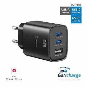 Nabíjačka do siete Swissten EDGE GaN 2x USB-C PD 65W/1x USB-A 18W QC čierna

 obrázok produktu 5 z 5