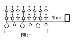 Vianočné osvetlenie EMOS 20 LED girlanda - strieborné gule s hviezdami, 1,9 cm, 2x AA, vnútorná, teplá biela 

 obrázok produktu 5 z 5