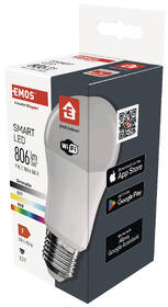 Inteligentná žiarovka EMOS GoSmart A60 9 W E27 Wi-Fi RGBW 

 obrázok produktu 4 z 4