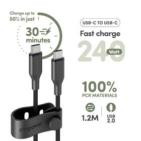 Kábel PanzerGlass empower USB-C/USB-C, 240 W, 1,2m čierny

 obrázok produktu 3 z 5