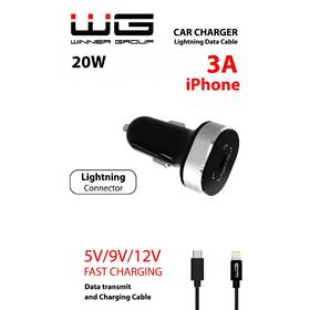 Adaptér do auta WG USB-C PD 20W + Lightning kabel 1m čierny

 obrázok produktu 3 z 3