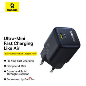 Nabíjačka do siete Baseus PicoGo GaN USB-C PD 45 W čierna

 obrázok produktu 9 z 16