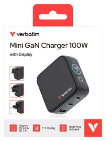 Cestovný adaptér Verbatim Mini GaN LCD, 2x USB-C PD 100 W, 1x USB-A QC 3.0, černá čierny

 obrázok produktu 6 z 10
