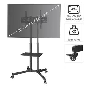 Stojan pre TV Hama Trolley, pojazdný, pre uhlopriečky 32"-70", nosnosť 40 kg čierny

 obrázok produktu 5 z 12