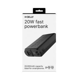 Powerbank Celly 20000 mAh 20 W, Power Delivery, USB-C/USB-A čierna

 obrázok produktu 1 z 2