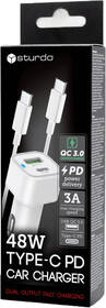 Adaptér do auta Sturdo USB/USB-C QC 3.0 PD 30 W  + 1 m USB-C kabel biely

 obrázok produktu 2 z 2
