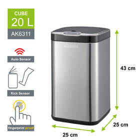 Bezdotykový odpadkový kôš Helpmation AK6311, 20 l nerez

 obrázok produktu 6 z 12