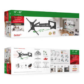 Držiak na TV Barkan BM464XL, polohovateľný, pre uhlopriečku 13" až 83", nosnosť 50 kg čierny

 obrázok produktu 3 z 4