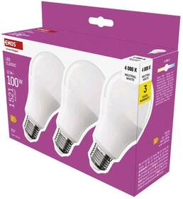 LED žiarovka EMOS Classic, 13 W, 1521lm, E27, neutrálna biela, 3 ks 

 obrázok produktu 12 z 14