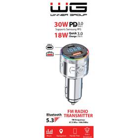 FM Transmitter WG QC 3.0, USB-A QC 3.0 18W/USB-C PD 3.0 30W strieborný

 obrázok produktu 1 z 1