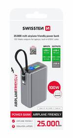 Powerbank Swissten 25000 mAh (96.25Wh) 100W, integrovaný kábel USB-C sivý

 obrázok produktu 5 z 5