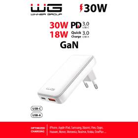 Nabíjačka do siete WG GaN 30W 1xUSB-C/1xUSB-A biela

 obrázok produktu 3 z 3