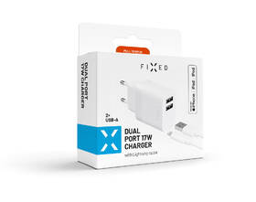 Nabíjačka do siete FIXED 2xUSB 17W Smart Rapid Charge + Lightning MFi kábel 1m biela

 obrázok produktu 7 z 7