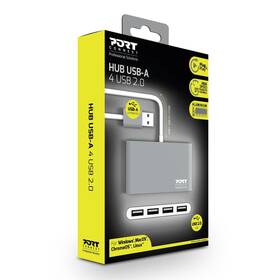 USB Hub PORT CONNECT USB-A, 4x USB 2.0 sivý

 obrázok produktu 3 z 3