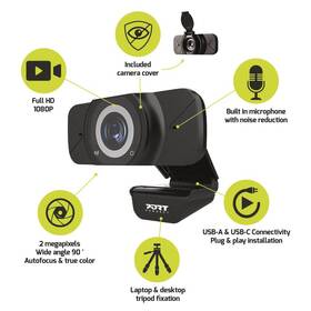 Webkamera PORT CONNECT USB Webcam Full HD 1080p čierna

 obrázok produktu 2 z 4