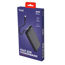 Powerbank Trust Fiera, 20000 mAh, s káblom, 2x USB-C čierna

 obrázok produktu 11 z 11