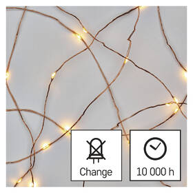 Vianočné osvetlenie EMOS 20 LED nano reťaz, 1,9 m, 2x AA, vnútorná, teplá biela, časovač 

 obrázok produktu 4 z 9