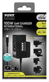 Sieťový adaptér PORT CONNECT GaN 100W Travel EU,US,UK a AU/CN plug, 2x USB-C PD a USB-A čierny

 obrázok produktu 3 z 5