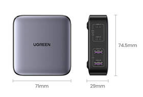 Nabíjačka do siete UGREEN 2x USB, 2x USB-C, 65W, GaN sivá

 obrázok produktu 9 z 9
