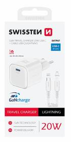 Nabíjačka do siete Swissten GAN 1x USB-C 20W PD + Dátový kábel USB-C/Lightning 1,2 M biela

 obrázok produktu 1 z 1