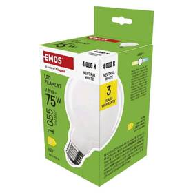 LED žiarovka EMOS Filament globe, 7,8 W, 1055lm, E27, neutrálna biela 

 obrázok produktu 2 z 3