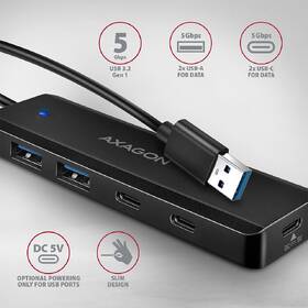 USB Hub Axagon Travel USB-A, 2x USB-A + 2x USB-C čierny

 obrázok produktu 1 z 4