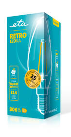 LED žiarovka ETA RETRO LEDka sviečka filament 6W, E14, teplá biela 

 obrázok produktu 3 z 3